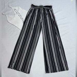 Fashion Nova Black and White Striped Pants